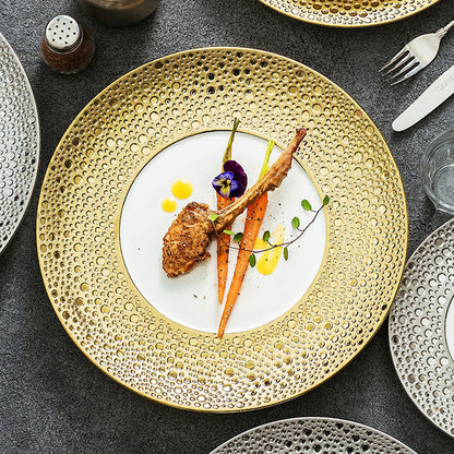 Gold Accent Fine Porcelain Steak Plate | 3CARATS