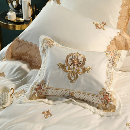 Golden Embroidery Luxury Royal Lace Bedding Set | 3CARATS