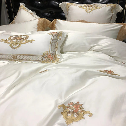 Golden Embroidery Luxury Royal Lace Bedding Set | 3CARATS