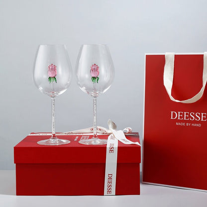 Handcrafted Rose Champagne Glass Set of 2 | 3CARATS