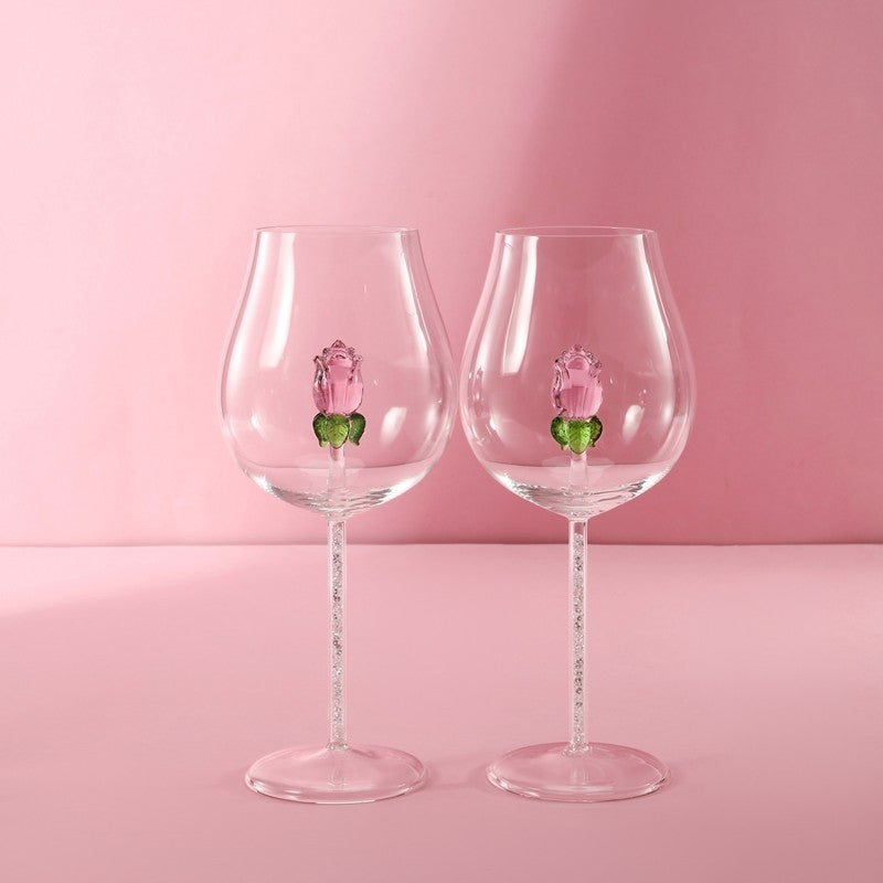 Handcrafted Rose Champagne Glass Set of 2 | 3CARATS