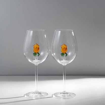 Handcrafted Rose Champagne Glass Set of 2 | 3CARATS