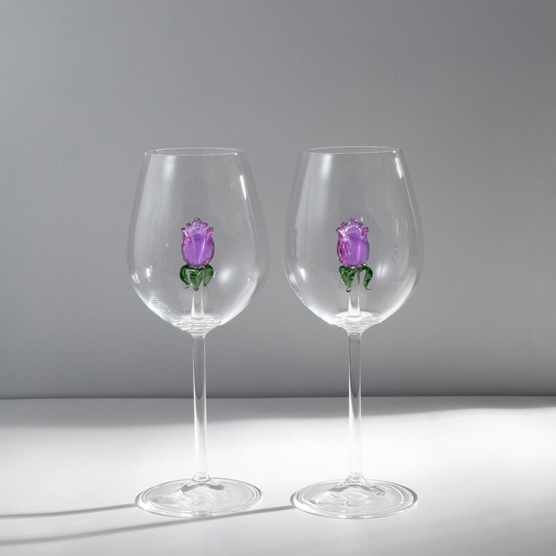 Handcrafted Rose Champagne Glass Set of 2 | 3CARATS