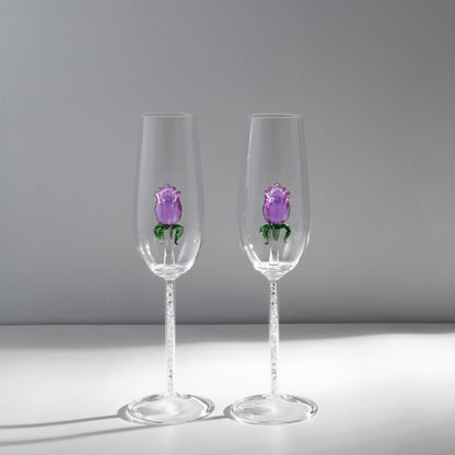 Handcrafted Rose Champagne Glass Set of 2 | 3CARATS