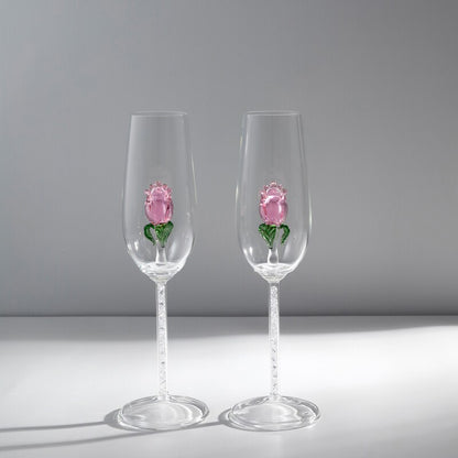 Handcrafted Rose Champagne Glass Set of 2 | 3CARATS