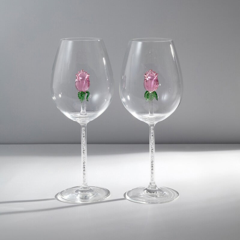 Handcrafted Rose Champagne Glass Set of 2 | 3CARATS