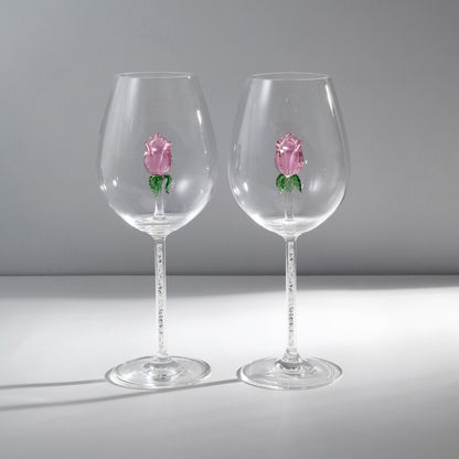 Handcrafted Rose Champagne Glass Set of 2 | 3CARATS