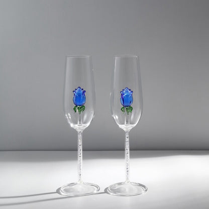Handcrafted Rose Champagne Glass Set of 2 | 3CARATS
