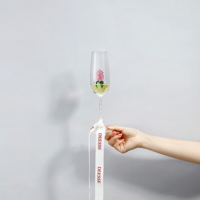 Handcrafted Rose Champagne Glass Set of 2 | 3CARATS