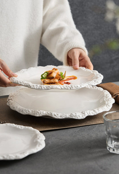 Irregular Stone Textured Ruffled Ceramic Plate | 3CARATS