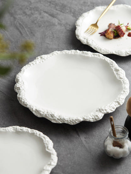Irregular Stone Textured Ruffled Ceramic Plate | 3CARATS