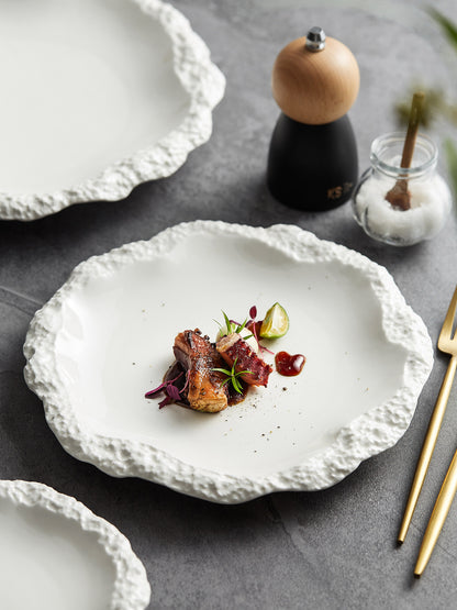 Irregular Stone Textured Ruffled Ceramic Plate | 3CARATS