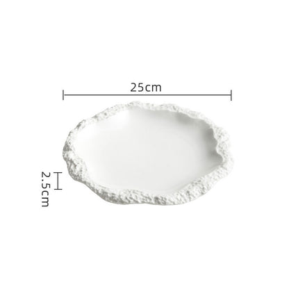 Irregular Stone Textured Ruffled Ceramic Plate | 3CARATS