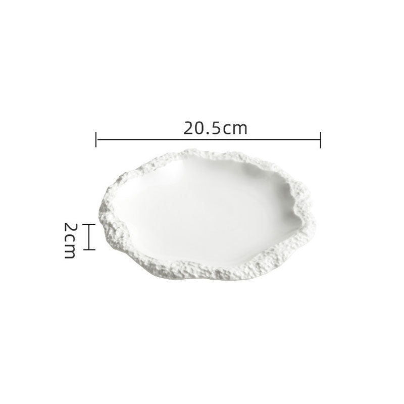 Irregular Stone Textured Ruffled Ceramic Plate | 3CARATS