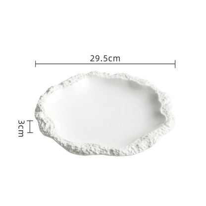 Irregular Stone Textured Ruffled Ceramic Plate | 3CARATS