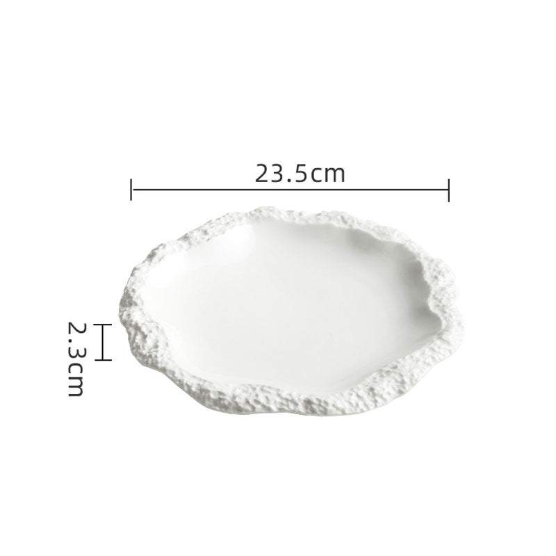 Irregular Stone Textured Ruffled Ceramic Plate | 3CARATS