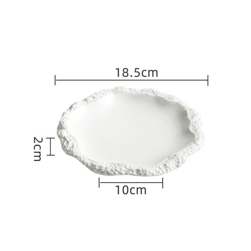 Irregular Stone Textured Ruffled Ceramic Plate | 3CARATS