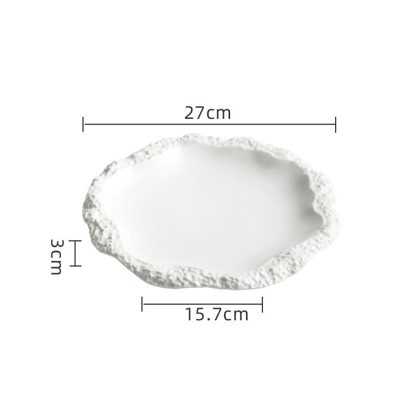 Irregular Stone Textured Ruffled Ceramic Plate | 3CARATS