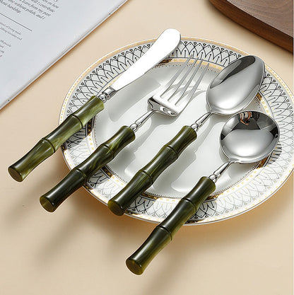 Japanese Bamboo Style Stainless Steel Cutlery Set | 3CARATS