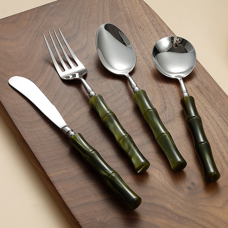 Japanese Bamboo Style Stainless Steel Cutlery Set | 3CARATS