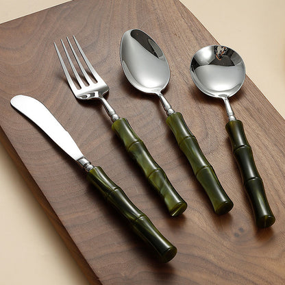 Japanese Bamboo Style Stainless Steel Cutlery Set | 3CARATS
