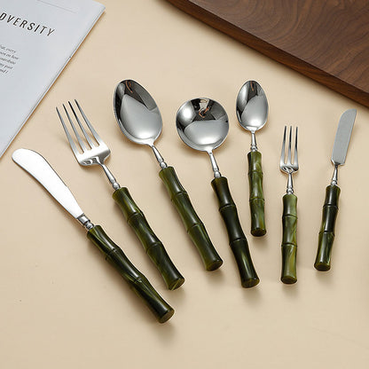 Japanese Bamboo Style Stainless Steel Cutlery Set | 3CARATS