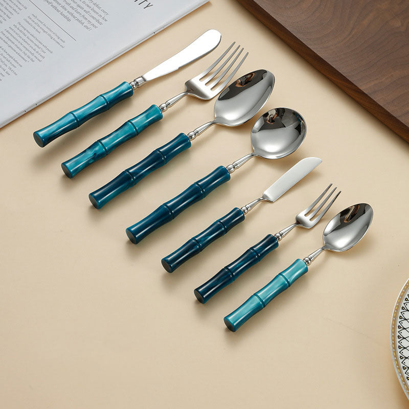 Japanese Bamboo Style Stainless Steel Cutlery Set | 3CARATS