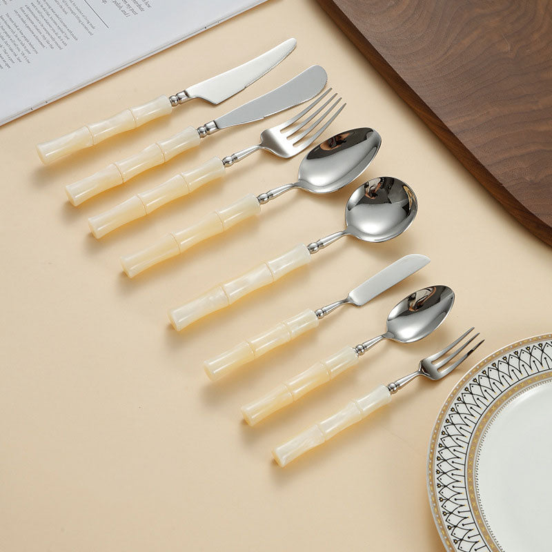 Japanese Bamboo Style Stainless Steel Cutlery Set | 3CARATS