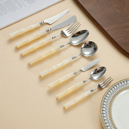 Japanese Bamboo Style Stainless Steel Cutlery Set | 3CARATS