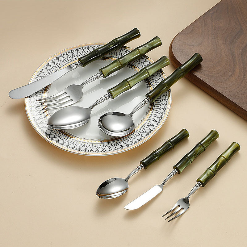 Japanese Bamboo Style Stainless Steel Cutlery Set | 3CARATS