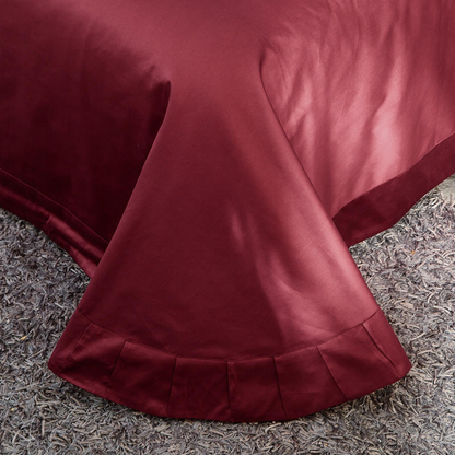 Lezkira Burgundy Red Embroidery Luxury Egyptian Cotton Duvet Cover | 3CARATS
