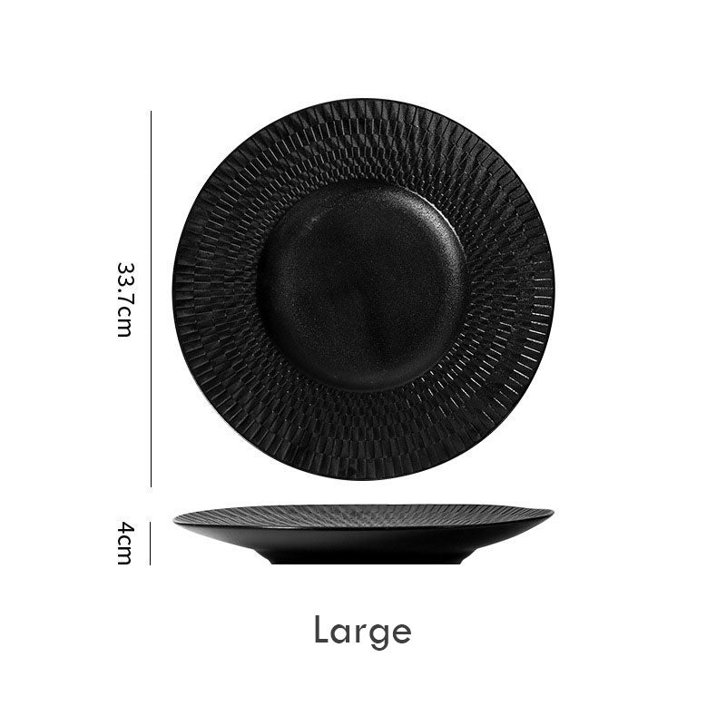 Luxe Minimalist Woven-Texture Ceramic Dinner Plate