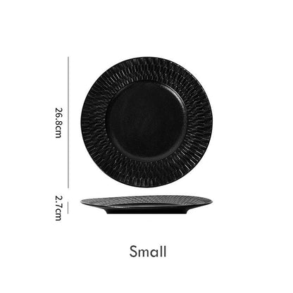 Luxe Minimalist Woven-Texture Ceramic Dinner Plate