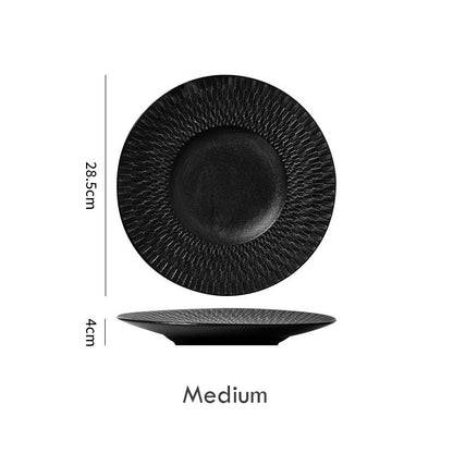 Luxe Minimalist Woven-Texture Ceramic Dinner Plate