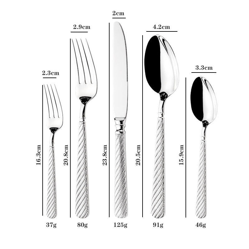 Luxury Gold Finish Rope Texture Flatware Set | 3CARATS