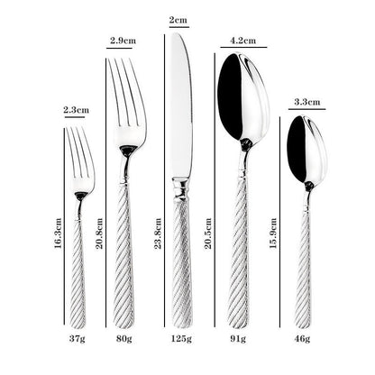 Luxury Gold Finish Rope Texture Flatware Set | 3CARATS
