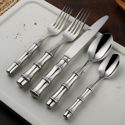 Luxury Bamboo Inspired Stainless Steel Cutlery Set | 3CARATS