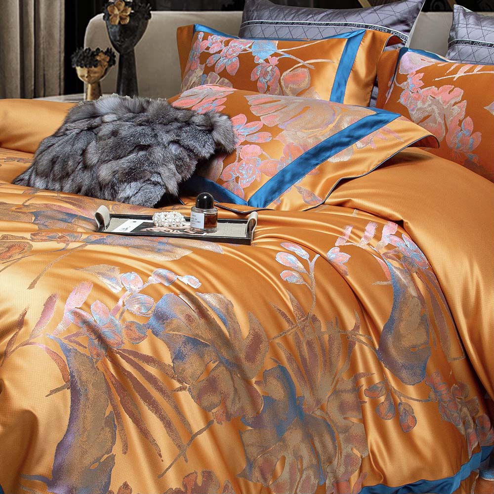 Luxury Botanical Floral Silk-Feel Bedding Set | 3CARATS