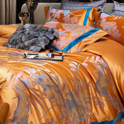 Luxury Botanical Floral Silk-Feel Bedding Set | 3CARATS