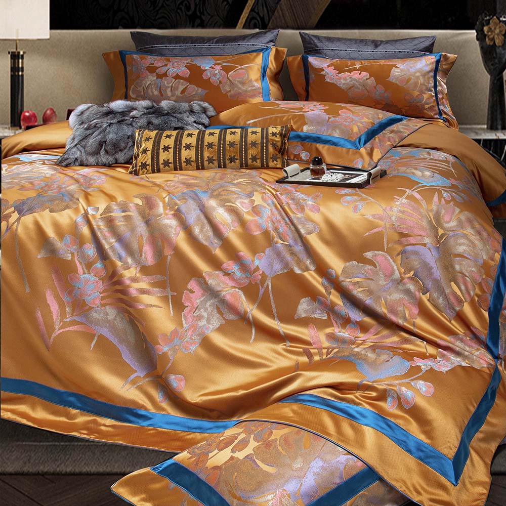 Luxury Botanical Floral Silk-Feel Bedding Set | 3CARATS