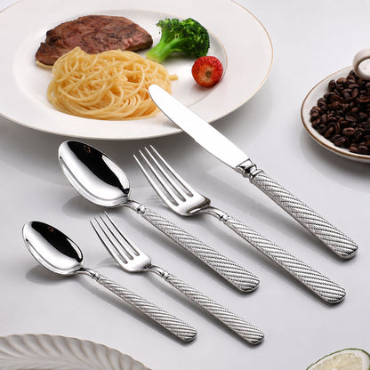 Luxury Gold Finish Rope Texture Flatware Set | 3CARATS