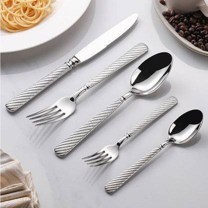 Luxury Gold Finish Rope Texture Flatware Set | 3CARATS
