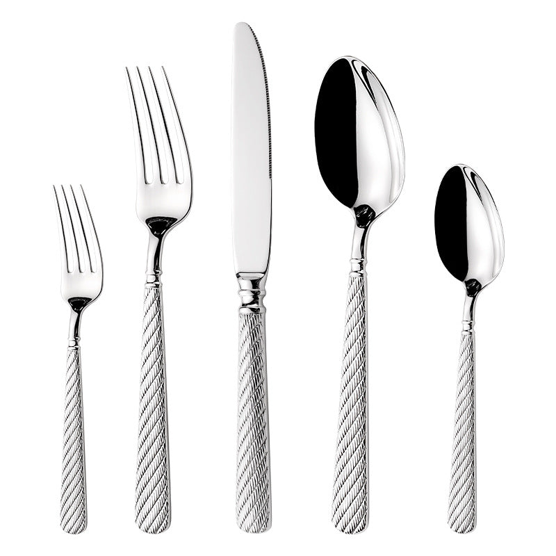 Luxury Gold Finish Rope Texture Flatware Set | 3CARATS