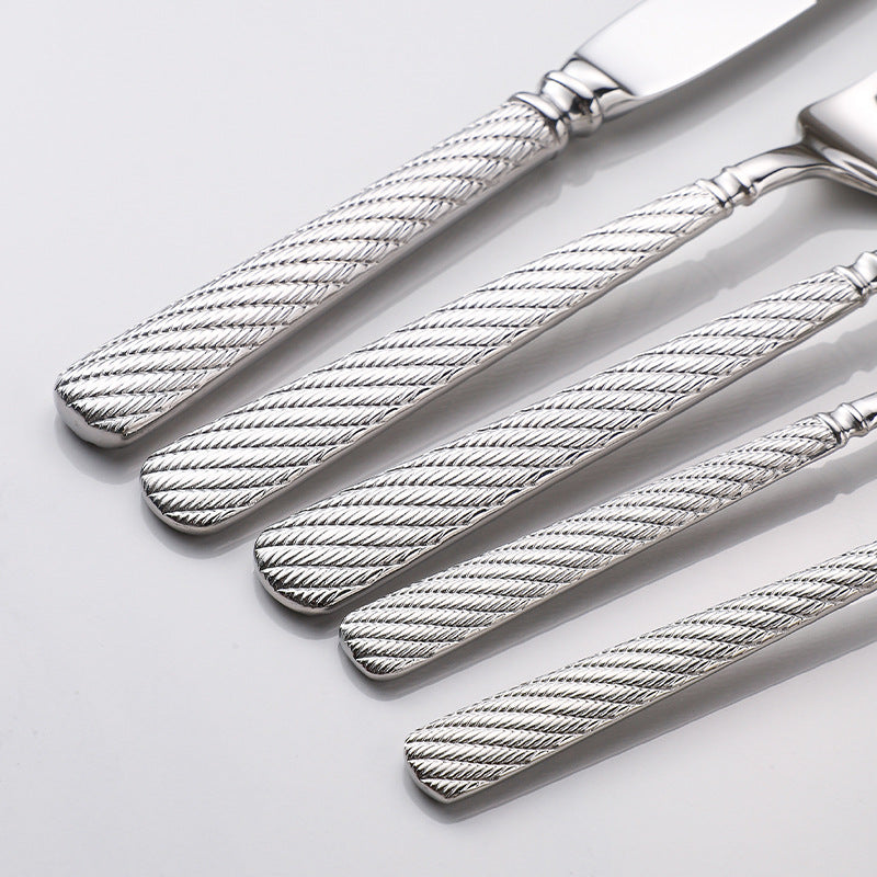 Luxury Gold Finish Rope Texture Flatware Set | 3CARATS