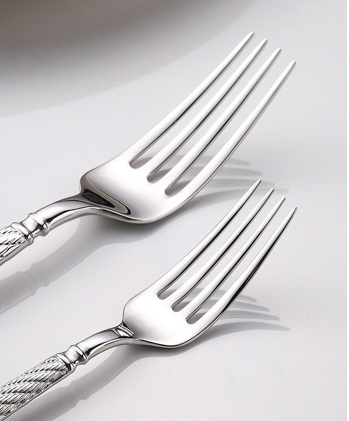 Luxury Gold Finish Rope Texture Flatware Set | 3CARATS