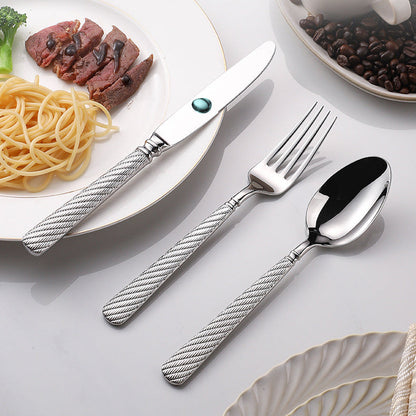 Luxury Gold Finish Rope Texture Flatware Set | 3CARATS