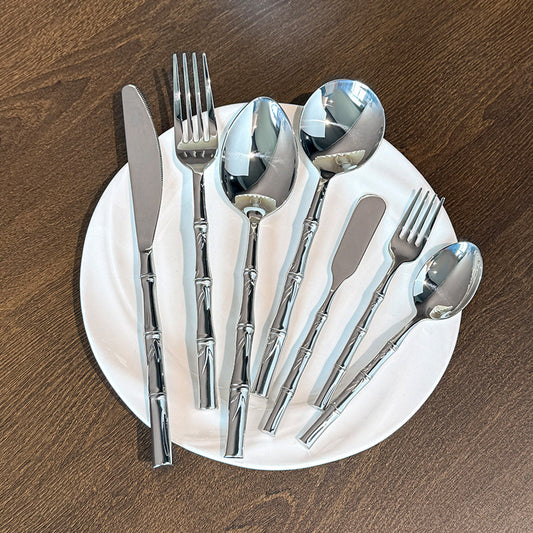 Luxury Imperial Bamboo Stainless Steel Flatware Set | 3CARATS