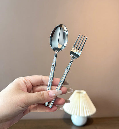 Luxury Imperial Bamboo Stainless Steel Flatware Set | 3CARATS