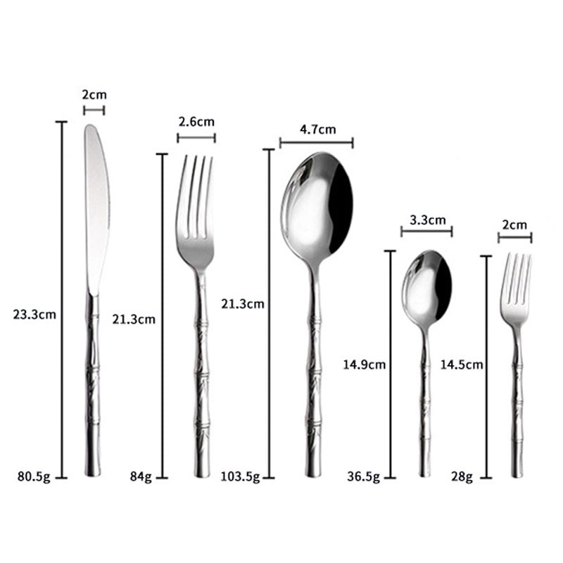 Luxury Imperial Bamboo Stainless Steel Flatware Set | 3CARATS