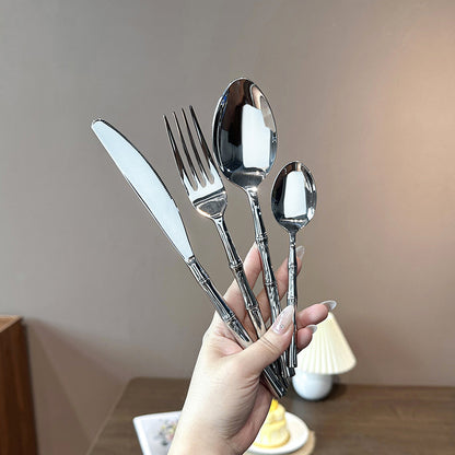 Luxury Imperial Bamboo Stainless Steel Flatware Set | 3CARATS